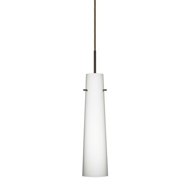 Besa Lighting Camino Cord Pendant, Opal Matte, Bronze Finish, 1x50W Candelabra 1BT-567407-BR - main